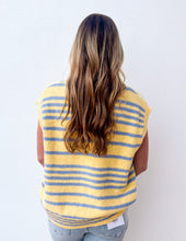 Load image into Gallery viewer, Spring Days Stripped Button-Up Sweater Top in Lemon/Blue