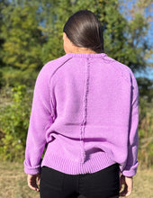 Load image into Gallery viewer, Don&#39;t Ever Look Back Raglan Chenille Sweater B Lavender