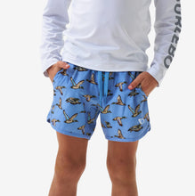 Load image into Gallery viewer, Burlebo Youth Swim Trunks in Blue Jumbo Mallards