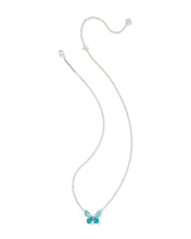 Load image into Gallery viewer, Kendra Scott Bianca Silver Butterfly Pendant Necklace in Bright Aqua Mix
