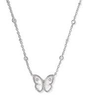 Load image into Gallery viewer, Kendra Scott Cailey Silver Butterfly Pendant Necklace in Ivory MOP