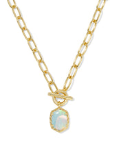 Load image into Gallery viewer, Kendra Scott Daphne Link Chain Necklace Gold Dichroic Glass