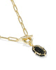 Kendra Scott Elisa Enml Lnk Chain Necklace Gold/Black Agate