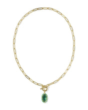 Load image into Gallery viewer, Kendra Scott Elisa Enml Lnk Chain Necklace Gold/Emerald Illusion