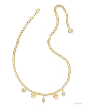 Load image into Gallery viewer, Kendra Scott Mickey Minnie Gold Charm Necklace in Iridescent Mix