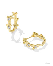 Load image into Gallery viewer, Kendra Scott Mickey Minnie Gold Huggie Earrings in White Crystal