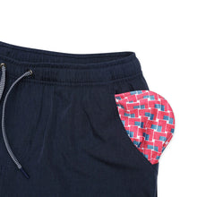 Load image into Gallery viewer, Burlebo 7" Athletic Shorts in Heather Navy with American Flag Liner