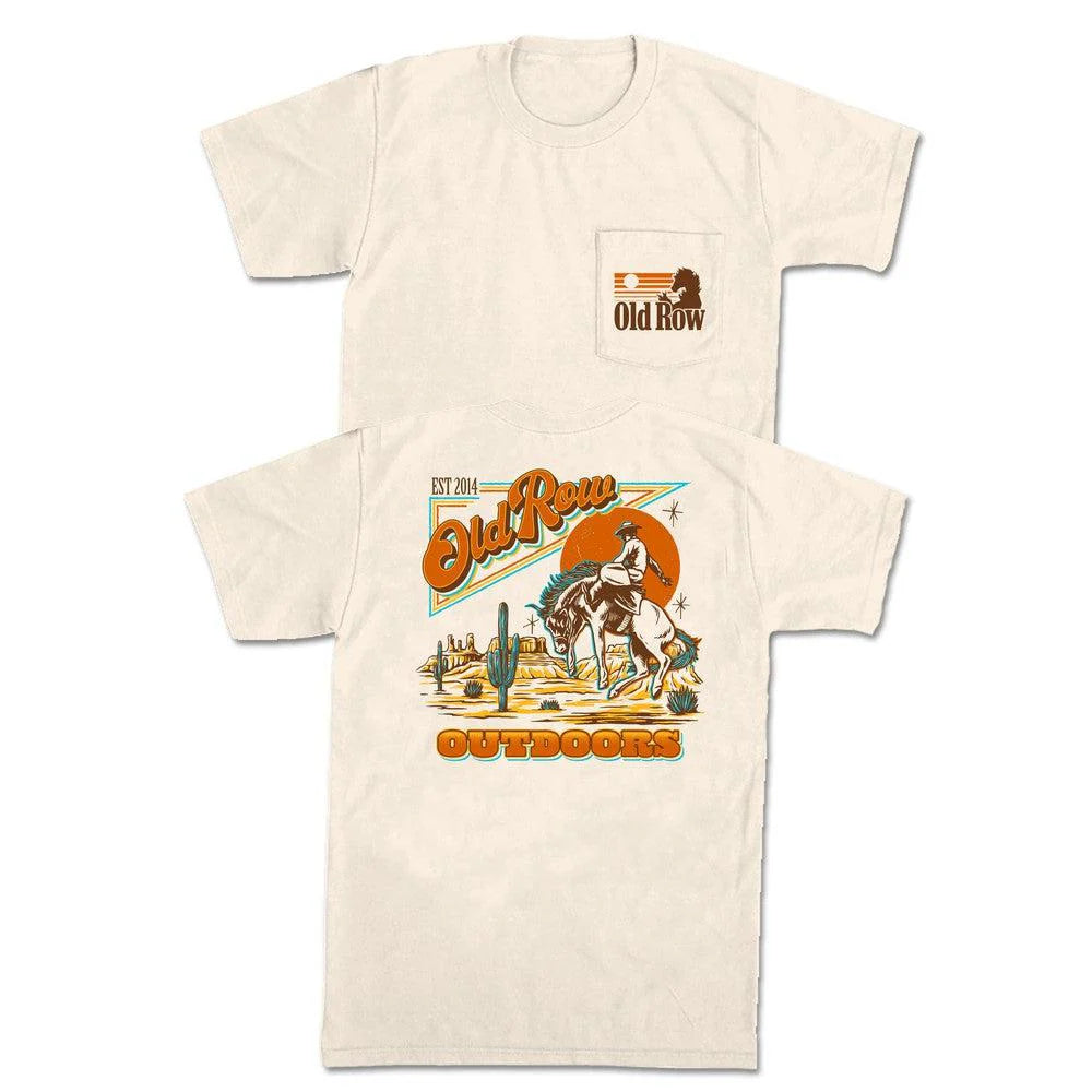 Old Row Outdoors Cowboy Banquet SS Pocket Tee in Ivory