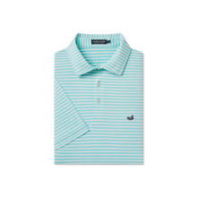 Load image into Gallery viewer, Southern Marsh Bermuda Domingo Stripe Performance Polo Antigua Blue