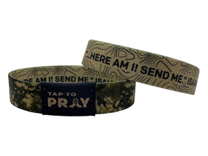 Versible Valor Camo & Isaiah 6:8 Tap to Pray Wristband