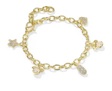 Load image into Gallery viewer, Kendra Scott Mickey Minnie Gold Charm Bracelet in Iridescent Mix