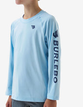 Load image into Gallery viewer, Burlebo Youth Rashguard in Light Blue and Navy
