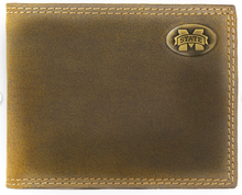 Load image into Gallery viewer, Vintage Tan Brass Mississippi State Bifold Passcase Wallet