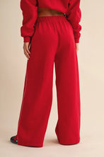 Load image into Gallery viewer, Not Like Her Core Cozy Fleece Wide Leg Sweatpants in Cherry