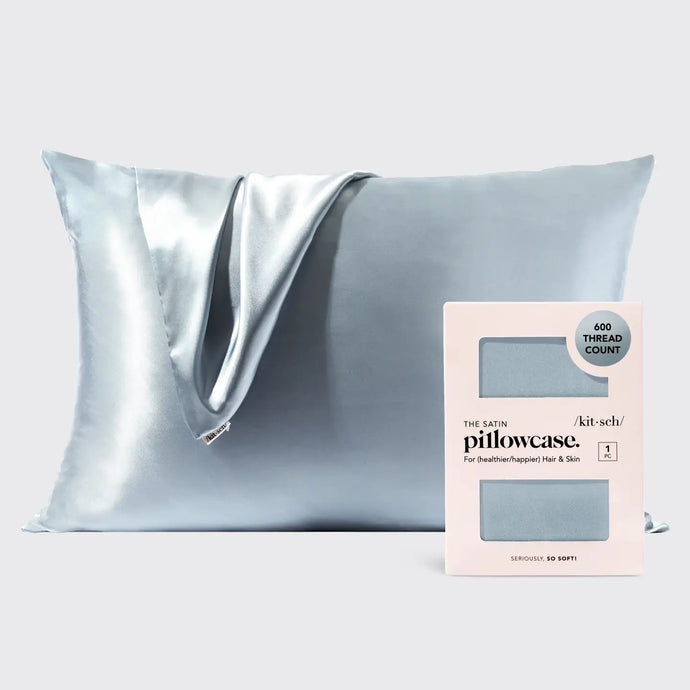 Kitsch Standard Satin Pillowcase Haze Blue