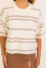 Load image into Gallery viewer, Turn Around striped Knit SS Sweater Top