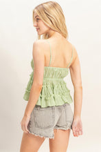 Load image into Gallery viewer, Going Out Tonight Ruffled Tie Front Cami Top