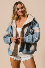 Load image into Gallery viewer, Could&#39;ve Been Her Denim and Fleece Zip Up Hoodie in Oatmeal