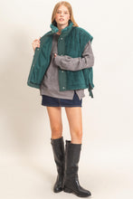 Load image into Gallery viewer, Forget The World Sherpa Vest with Snap Closure in Green