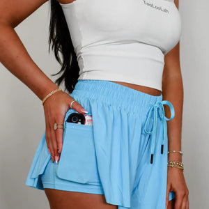 Flutter Away Butterfly Short in Light Blue