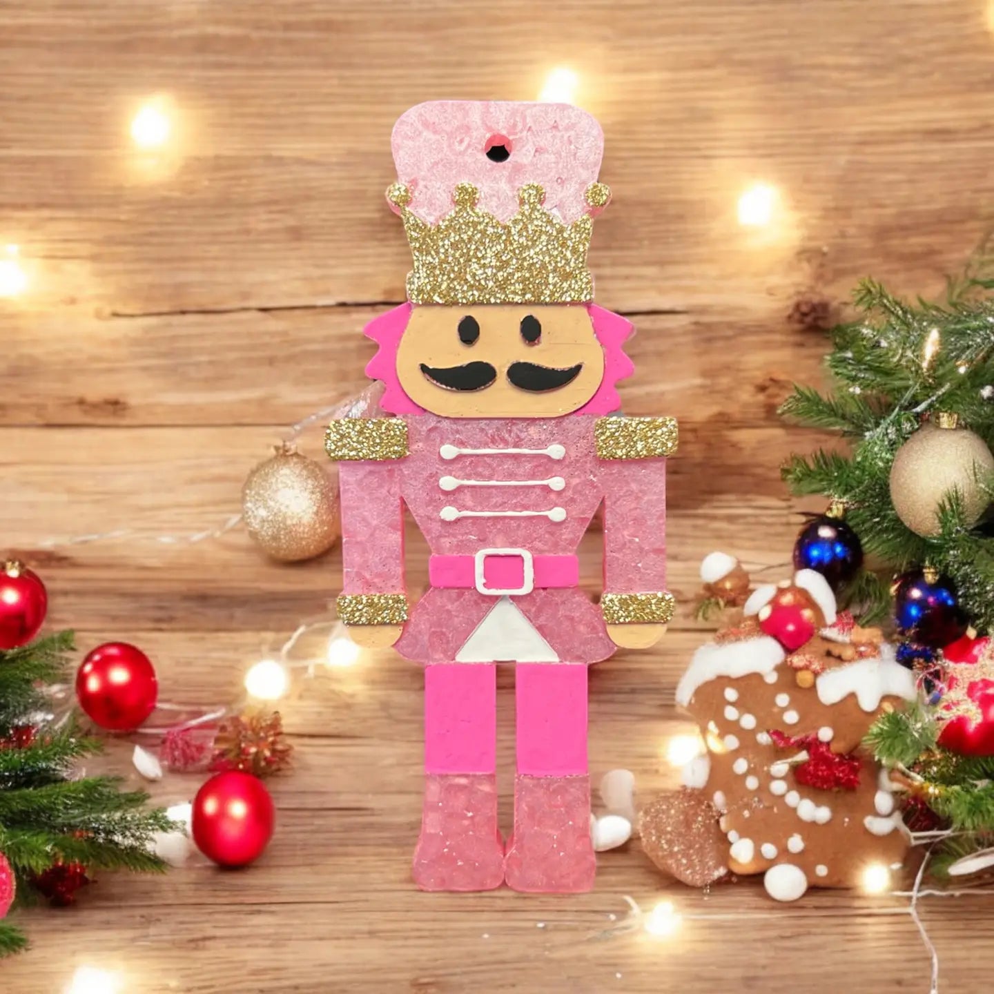 Pink Nutcracker Car Freshie in Christmas Cookie