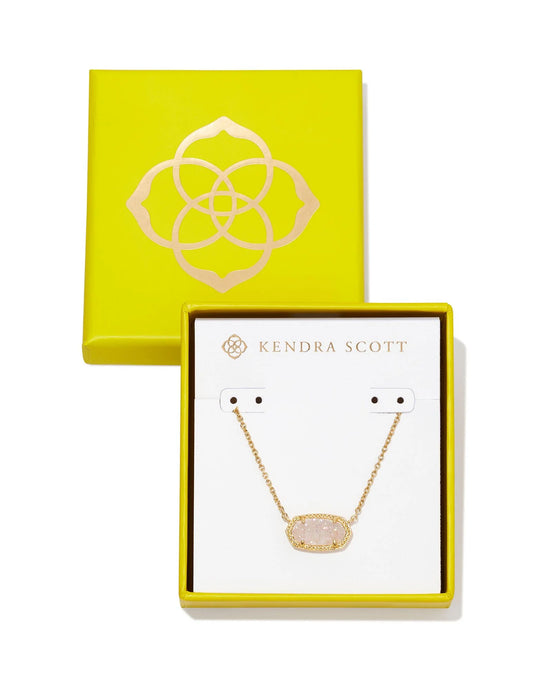 Kendra Scott Boxed Elisa Gold Pendant Necklace in Iridescent Drusy