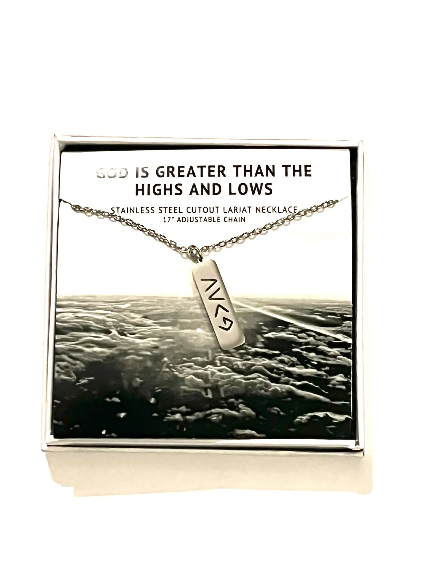 God Is Greater Vertical Necklace Silver