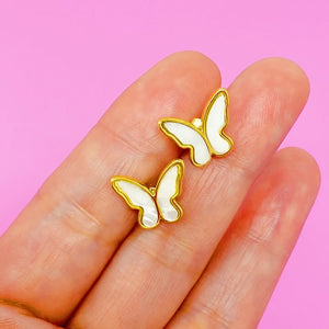 Golden Shell Butterfly Stud Earrings