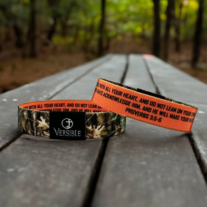 Versible Forest Camo Bible Verse Wristband