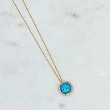 Load image into Gallery viewer, Gold Dipped Shimmering Stones Pendant Necklace Blue