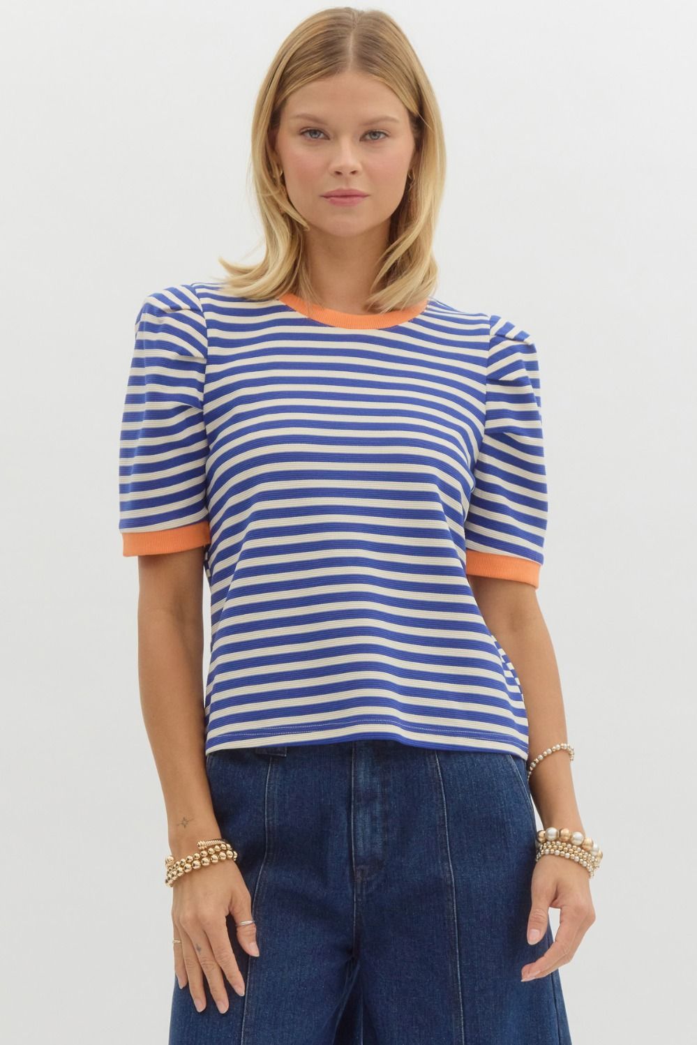 Happy As Can Be Striped Top in Blue