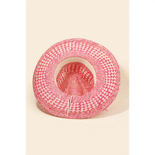 Load image into Gallery viewer, Checkered Straw Weave Sun Hat Fuchsia