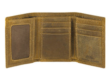 Load image into Gallery viewer, Vintage Tan Brass Mississippi State Trifold Wallet