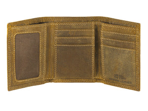 Vintage Tan Brass Buck Trifold Wallet