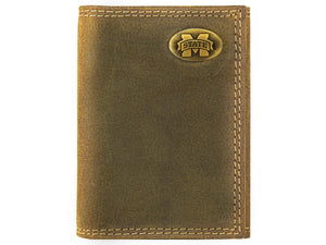 Vintage Tan Brass Mississippi State Trifold Wallet