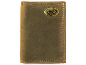 Vintage Tan Brass Buck Trifold Wallet