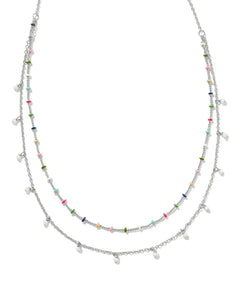 Kendra Scott Eve Silver White Mix Multi Strand Necklace