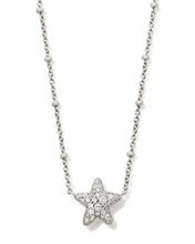 Load image into Gallery viewer, Kendra Scott Jae Silver Star Pave Short Pendant Necklace White Crystal