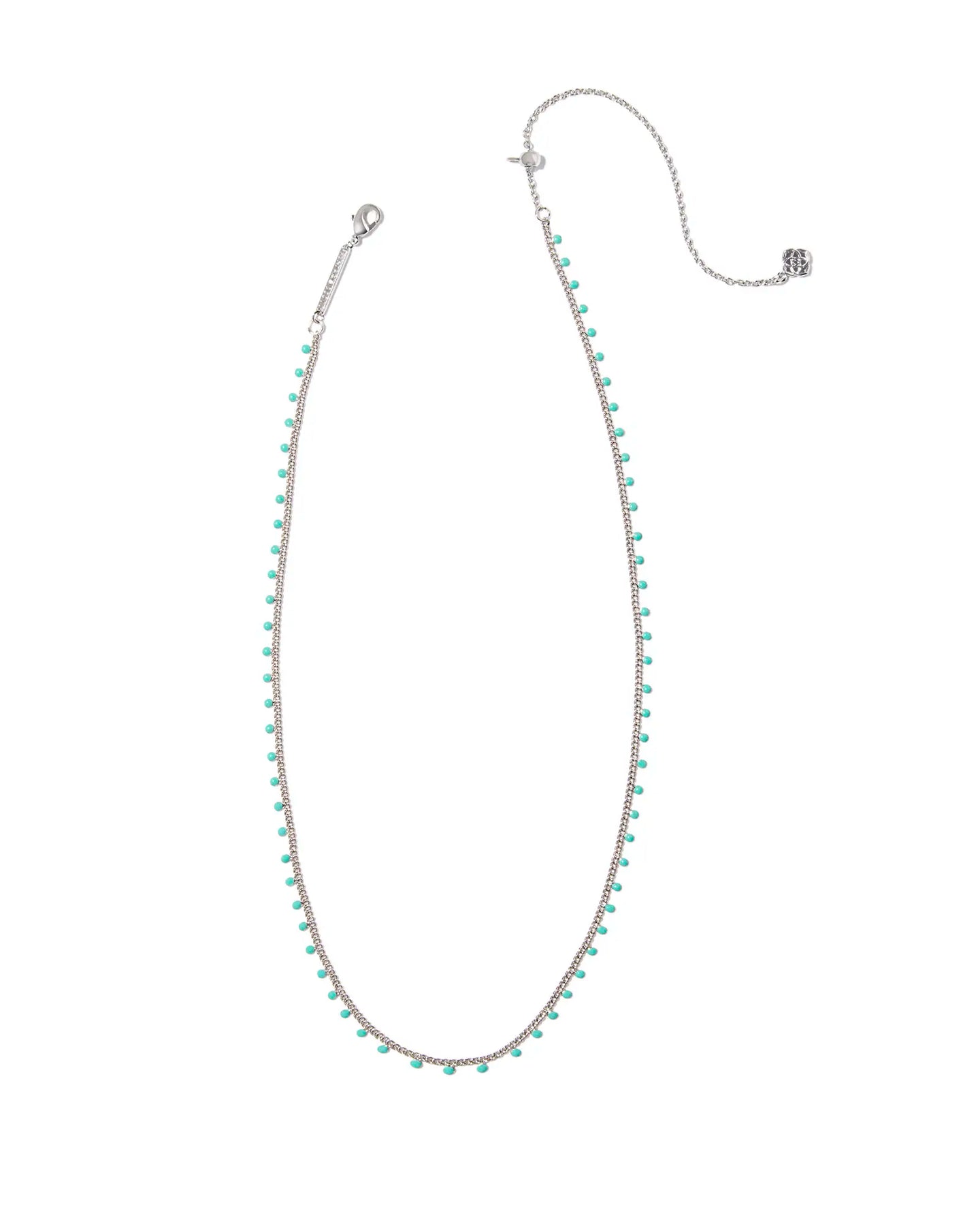 Kendra Scott Kelsey Silver Strand Necklace in Turquoise Enamel