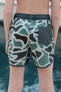 Burlebo Jumbo Retro Duck Camo Youth Swim Trunks