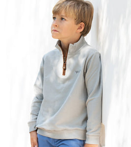 Coastal Cotton Youth French Terry Quarter Zip in Heather Grey