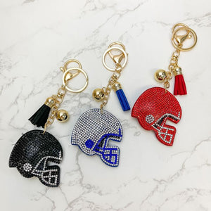 Glitzy Football Helmet Keychain - Black