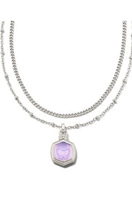 Kendra Scott Davie Intaglio Multi Strand Necklace Rhodium Lavender Opalite Butterfly