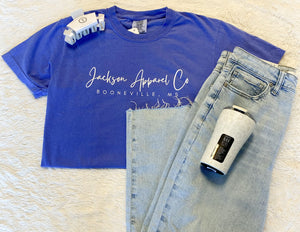 Jackson Apparel Co. Cursive Logo SS Tee Periwinkle