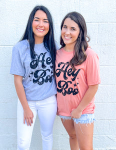 Hey Boo Graphic Tee - Heather Grey