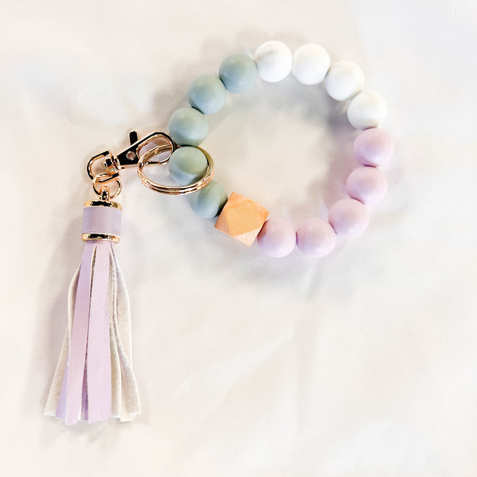 Tassel Drop Silicon Wristlet Keychain -Lavender