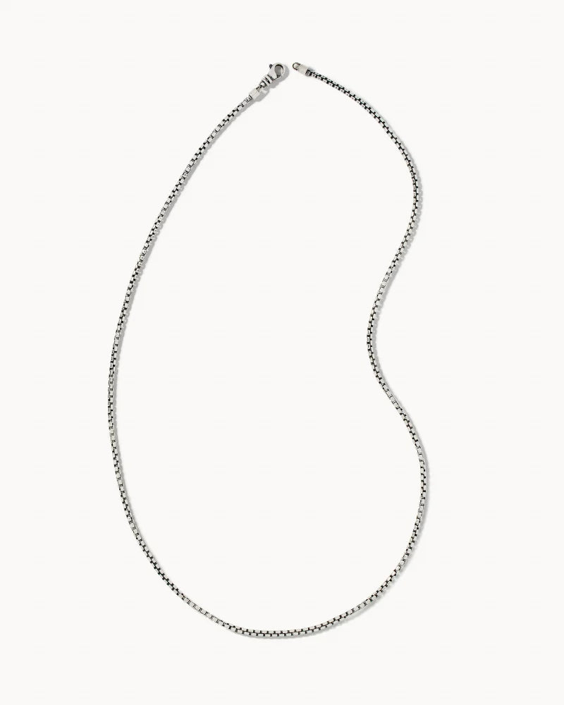 Kendra Scott Men's Beck Thin Round Box Chain Necklace Oxidized Sterling Silver